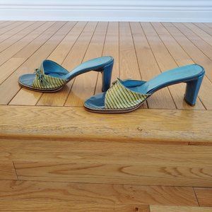 Italian leather sandals, Made in Italy, blue, size 38